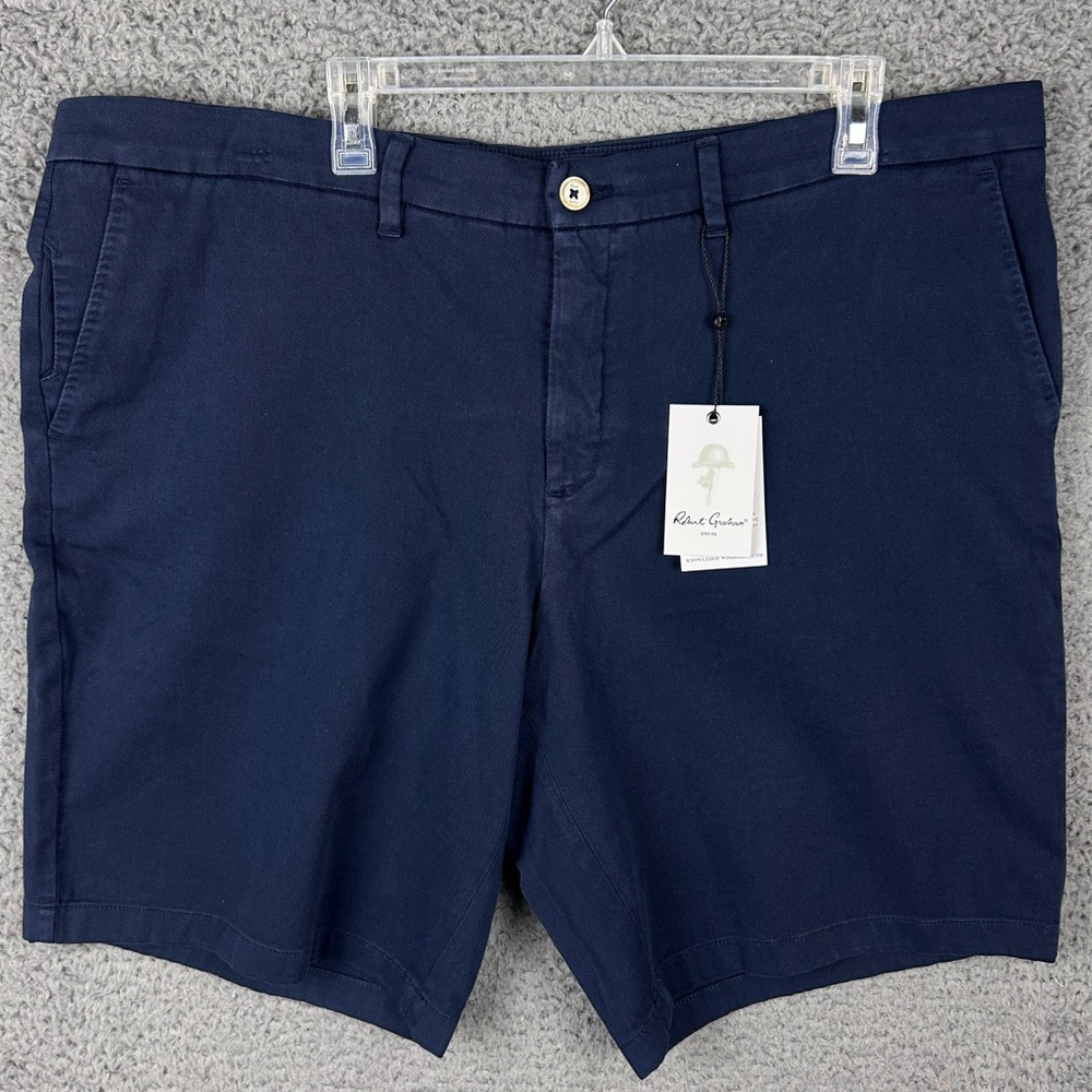 Robert Graham Shorts Mens 40 Navy Blue Chino Belgrade Classic Fit Vacation NEW